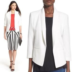 NWT Cream Tuxedo Blazer Open Front Business Casual L